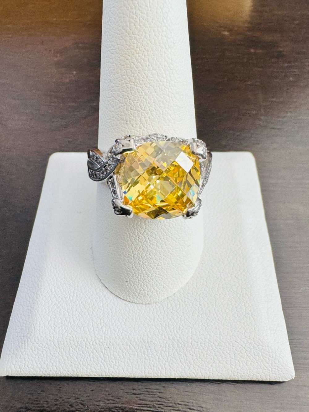 Vintage Sterling Silver Citrine Statement Ring size 10 - Picture 2 of 7